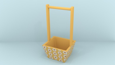 yellow flower basket - box housewares color container handle house 3d print model - Mito3D