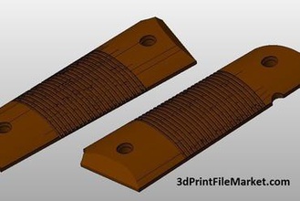 1911 grips other government commander pistol checker textured grip 3d print model - Mito3D