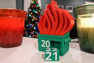 2021 dumpster fire ornament - pessimists edition Art christmas covid holiday 3d print model - Mito3D