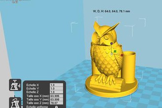 3 sostenedor de la pluma búho gadget owl titular un lápiz 3d print model - Mito3D