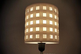 3d-printable lampshade standard light fixture concentric perforated shading walls your home lamp drum-shade drum illumination desktop cinema 4d 3d print model - Mito3D