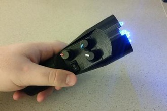3d printed led flashlight maker diy rgb knob rocker switch electronics leds potentiometer 9v battery 3d print model - Mito3D