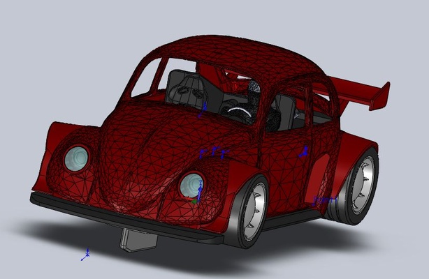 3d printing selfmade slotcar-vw beetle gt3 slotcar 1 32 coccinelle 3d print model - Mito3D