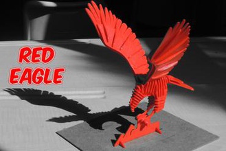 3d-puzzle Roter Adler - Spielzeug 3d puzzle rot eagle Kinder 3d print model - Mito3D