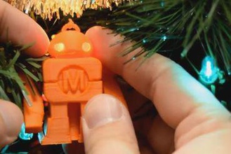 8-trick makey ornament contest makingmerry moving print place one christmas tree decoration robot glowing eyes motion mechanical head arms light 3d print model - Mito3D