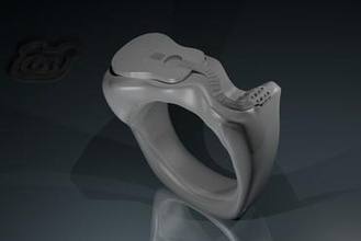 acoustic guitar ring jewelry jewels accoustic 3d print model - Mito3D