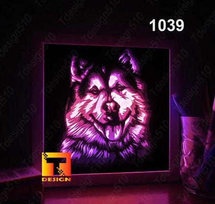 alaska perro cabeza derecho encantador ligero caja lámpara litofano lampara litofania 3d print model - Mito3D