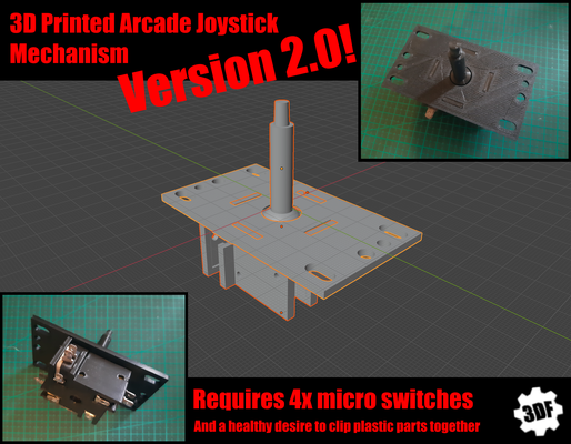 arcade joystick mechanism v20 3d print model - Mito3D