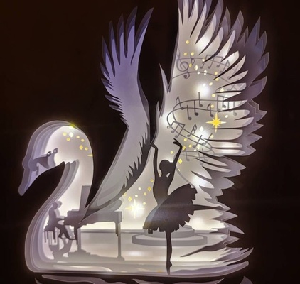 ballet dancer swan on stage light box lamp lampara lightbox cisne baile 3d print model - Mito3D