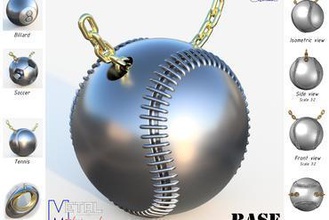 baseball-Anhänger Schmuck Anhänger pendentif baseball sport 3d print model - Mito3D