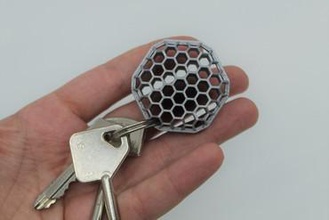 beehive keyring your home keychain hexagon key 3d print model - Mito3D