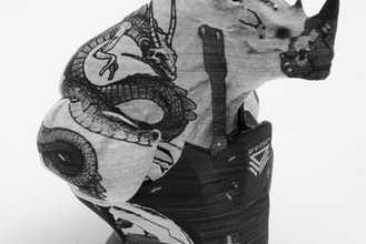 le blocus texturé les miniatures haslam la créature figurine buste de tatouage rhino obj 3d print model - Mito3D