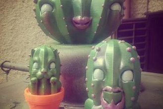 kaktüs aile oyuncaklar oyuncak tasarım sanat bitkiler ekici pot kaktus eğlenceli karakter eğitim kedi 3d print model - Mito3D