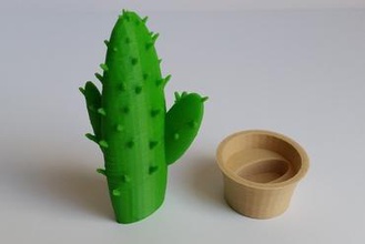cactus en maceta otros los la olla pla de madera tinkercad 3d print model - Mito3D