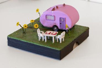 caravan gift box miniatures miniature gifts trailer cute bird um2 um2+ 025 olssonblock olson small nozzle 3d print model - Mito3D