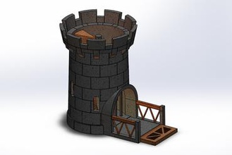 castle dice tower games board war toys 3d print model - Mito3D