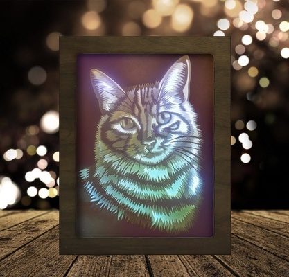 gato retratos cabeça luz caixa luminária lampara 3d print model - Mito3D