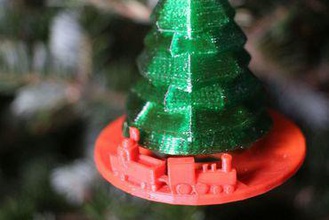 christmas tree train miniatures makingmerry ornament makey led 3d print model - Mito3D