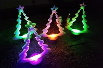 christmas tree wooden base led lightning art decoration cr2030 chrismas decorative holiday ornament 3d print model - Mito3D