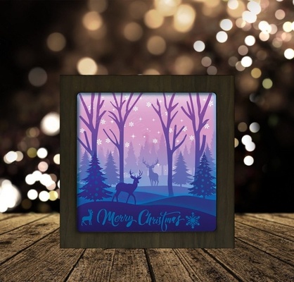 ciervo in invierno bosque ligero caja lámpara reno lampara ligera 3d print model - Mito3D