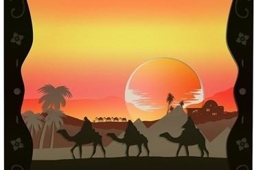 Desierto Persia puesta sol camellos ligero caja tu hogar casa desierto ligera persa camello lampara lámpara 3d print model - Mito3D