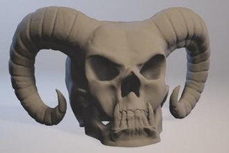 Teufel Schädel Kunst einfach drucken kein support frei medelis 3d Modell Skulptur 3d print model - Mito3D