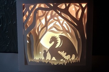 Dragão floresta sombra casa luminária lampara caixa luz 3D print model - Mito3D
