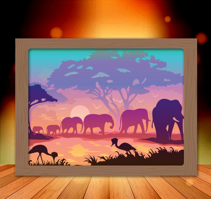 l'éléphant boite lumière lampe lampara éléphants elefante 3d print model - Mito3D