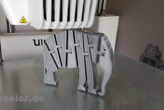 flexi articulé éléphant les miniatures jtronics animal flexible articulés flex imprimer la place l'éléphant 3d print model - Mito3D