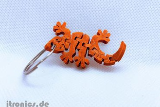 flexi articulé gecko trousseau de clés gadget jtronics animal flexible articulés flex imprimer la place un mini clé 3d print model - Mito3D