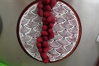 food printing japanese waves pattern meringue pie  food