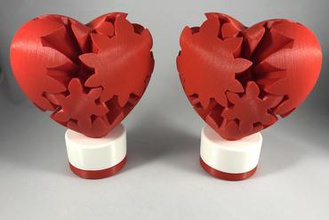 geared heart version 2 art dual extrusion 3d print model - Mito3D