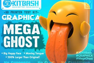 graphica mega ghost - print & play via 3dkitbashcom toys 3dkitbash free 3d model halloween spooky fun creepy funny tongue 3d print model - Mito3D