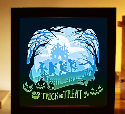 halloween trucco or trattare luce scatola lampada decorazione lampara lightbox 3d print model - Mito3D