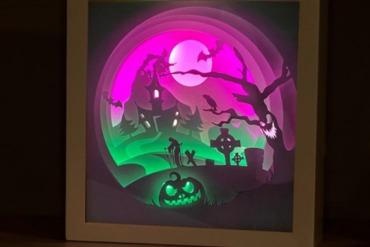 Halloween v8 boite lumière Accueil maison décoration décor Lampara calabaza lampe 3d print model - Mito3D