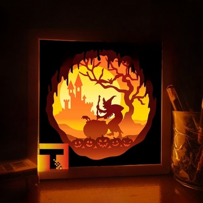 halloween witch cook potion light box lamp decoration lampara lightbox 3d print model - Mito3D