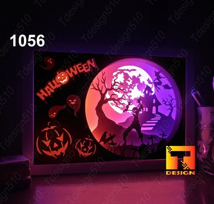 halloween zombie house spooky pumpkin light box lamp decoration decor lampara lightbox calabaza 3d print model - Mito3D