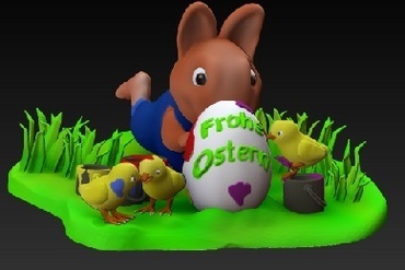 feliz oriental las miniaturas ostern hase el conejo 3D print model - Mito3D