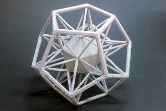 icosahedron+dodecahedron art icosahedron dodecahedron bridges torture test overhangs layer fan polyhedron stringing 3d print model - Mito3D