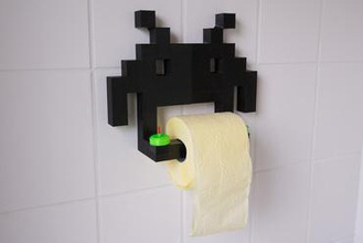 invader toilet paper roll holder your home 3d print model - Mito3D