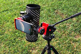 iphone x telescope adapter - celestron firstscope gadget 3d print model - Mito3D