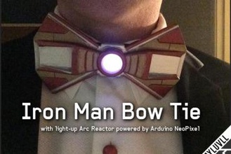 iron man bow tie fashion ironman arc reactor arduino gemma adafruit neopixel lights bowtie 3d print model - Mito3D