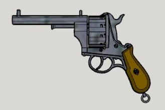 Lefaucheux m1858 3rd 10shot octogone baril 3d imprimable afficher pistolet 3D imprimante pièces améliorations 3d print model - Mito3D