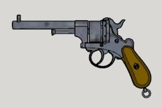 Lefaucheux m1858 3rd 6shot baril 3d imprimable afficher pistolet 3D imprimante pièces améliorations 3d print model - Mito3D