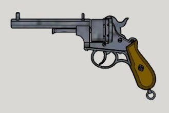 Lefaucheux m1858 3rd 6shot octogone baril 3d imprimable afficher pistolet 3D imprimante pièces améliorations 3d print model - Mito3D
