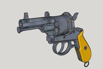 lefaucheux m1858 3 ° tipo 12mm 6shoot esagonale canna corta 3d print kit pistola giocattolo Stampante di parti miglioramenti 3d print model - Mito3D