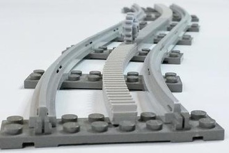 lego train curved rack toys tracks bracket 3d print model - Mito3D