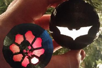 luz ornamentos batman & mudanças de guerra sua casa a bateria natal férias diodo emissor logotipo ornamento da corda interruptor o símbolo 3d print model - Mito3D
