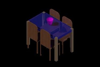 Wohnzimmer Tisch v02 Ihre home Tabelle Stühle vase Marmor Mahagoni blaues Glas 3d print model - Mito3D