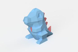 low-poly-totodile - dual extrusion-version Spielzeug pokemon chikorita cyndaquil wählen gameboy Spiel junge nintendo videogame geek retro low poly low-poly minimal facettiert 3d print model - Mito3D
